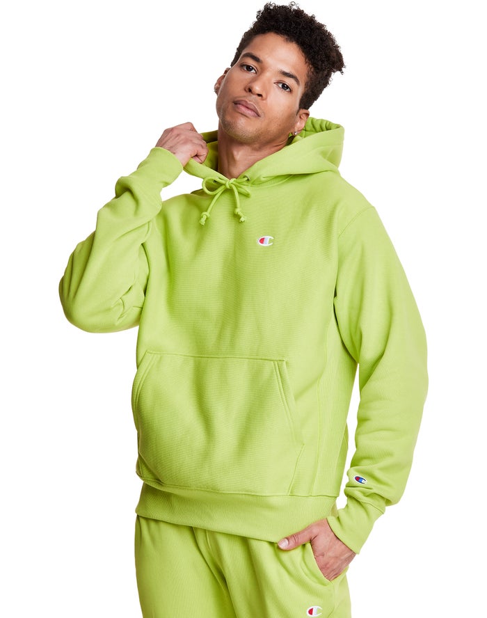 Champion Mens Hoodie NZ - Reverse Weave C Logo Green ( 4105-MYGET )